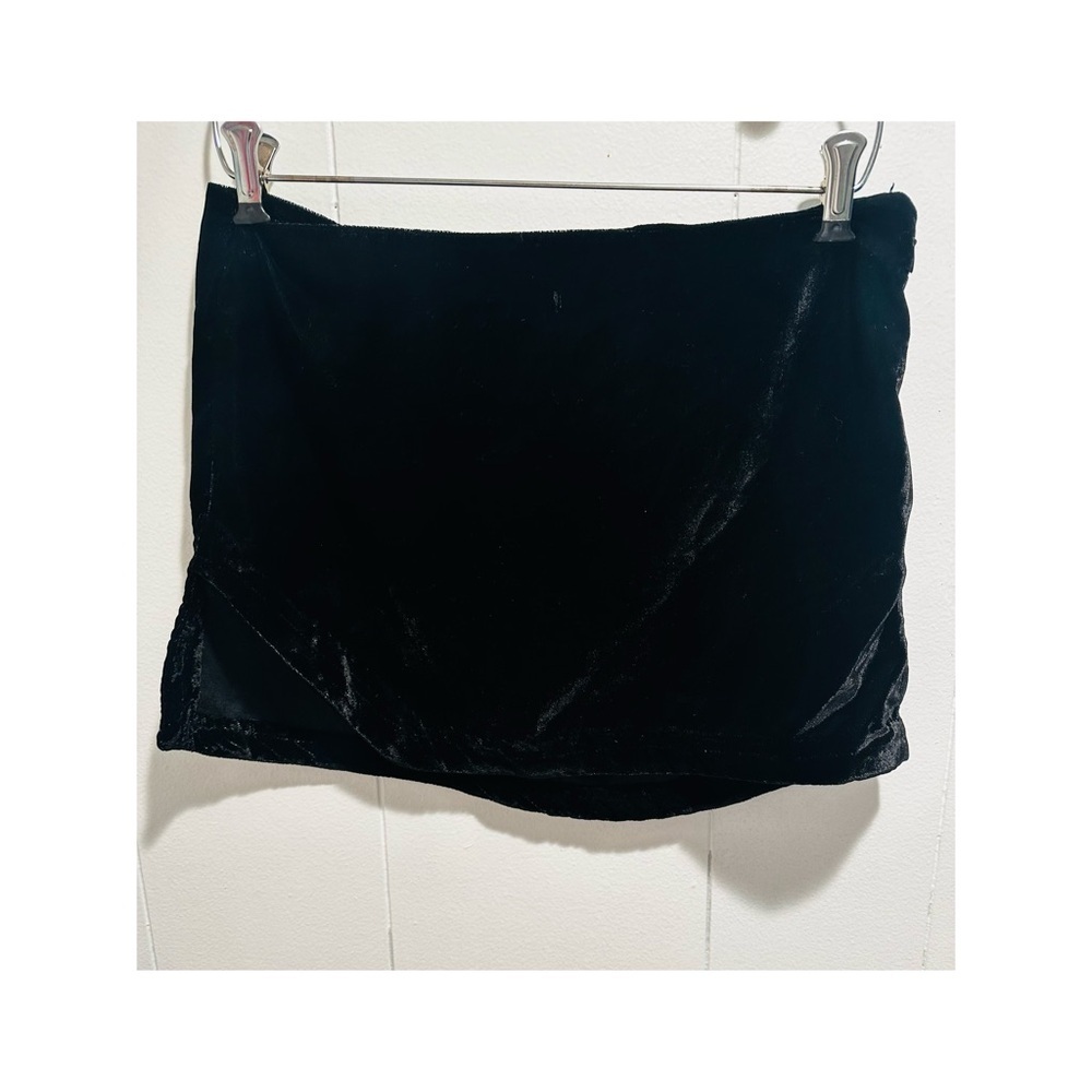 Free People Black velvet Pencil Mini Skirt Ruched